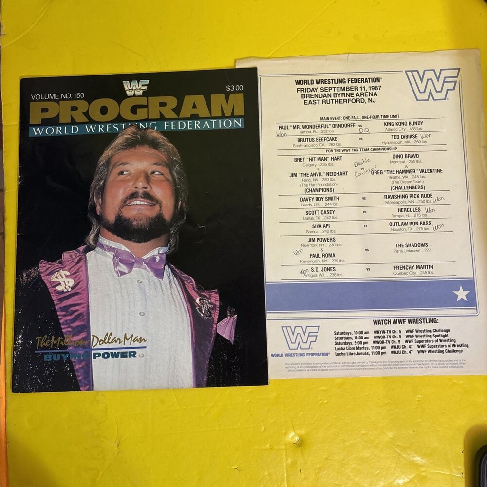 WWF World Wrestling Program Hulk Hogan Jake The Snake Ron Bass #150 1987 WWE